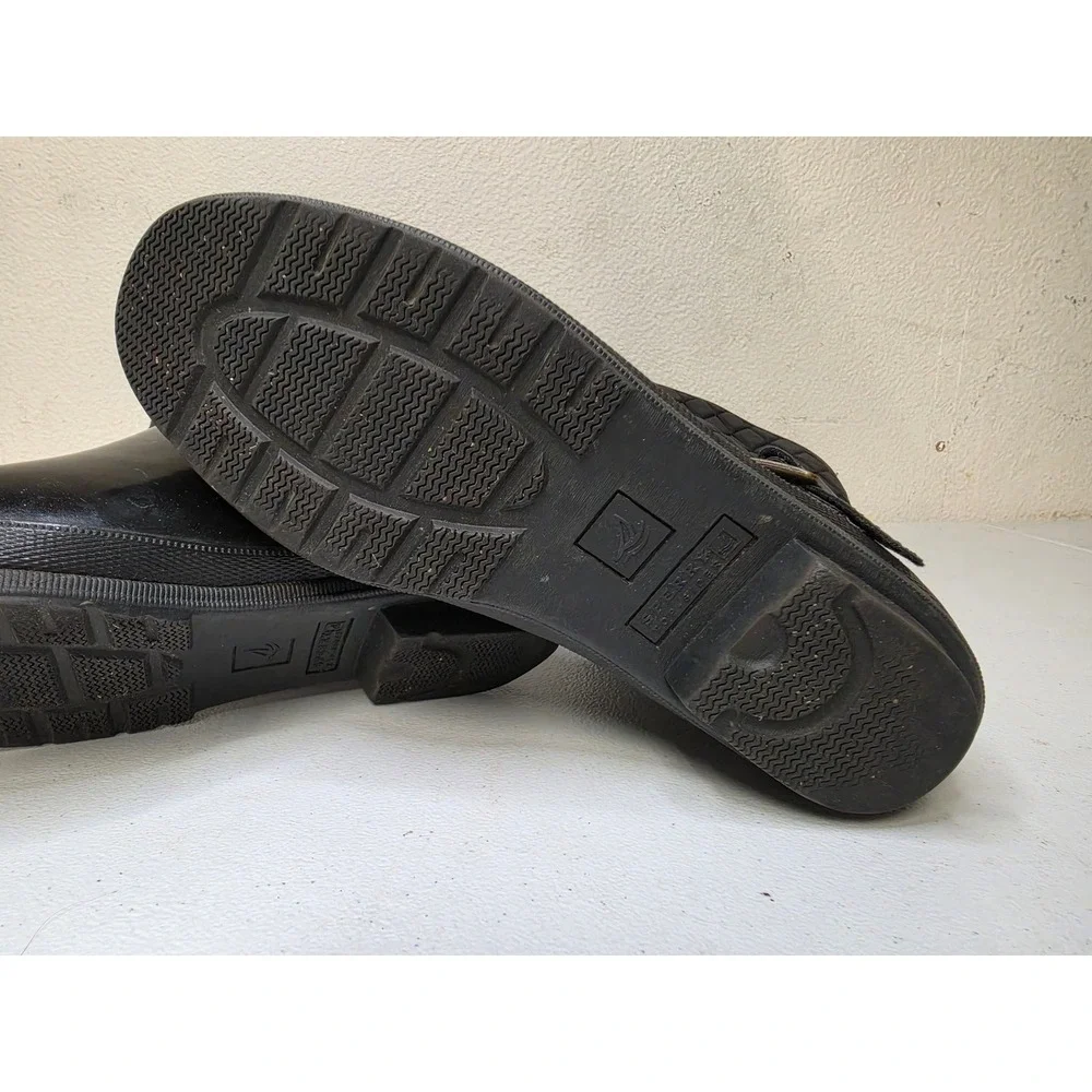 Sperry Top-Sider Womens Black Quilted Tall Waterproof Rain Boots 7